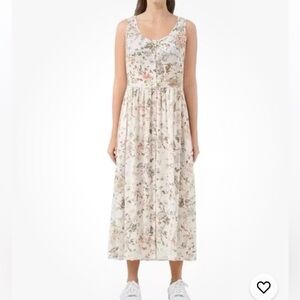 Frye women’s midi dress ~folk garden~side pockets~front buttons ~sleeveless Sz L